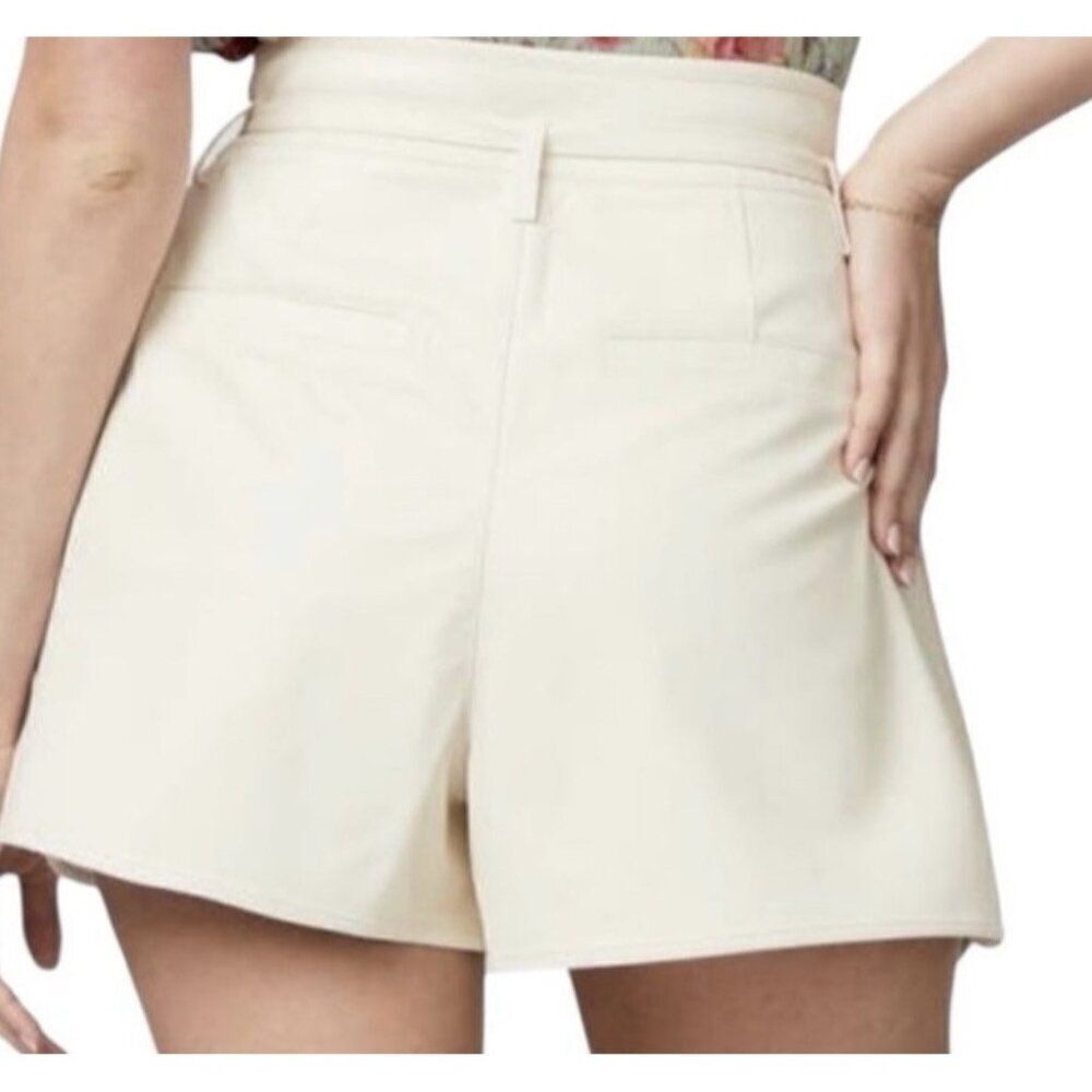PAIGE Ladies Size 10 Martini Shorts Ecru White Faux Leather Pleated NWT $189 - Picture 2 of 5